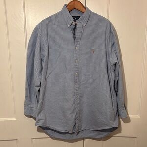 Polo Ralph Lauren Men's Classic-fit Blue and White Gingham Oxford Shirt